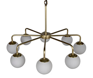 Noir Larenta Chandelier: Antique Brass & Glass, Mid-Century Modern Design for Dining & Living Spaces LAMP540MB