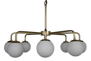 Noir Larenta Chandelier: Antique Brass & Glass, Mid-Century Modern Design for Dining & Living Spaces LAMP540MB
