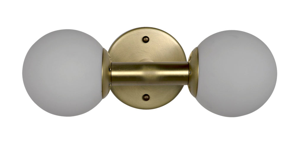Noir Antiope Sconce - Antique Brass & Opal Glass, Mid-Century Modern Wall Light for Elegant Spaces LAMP548MB