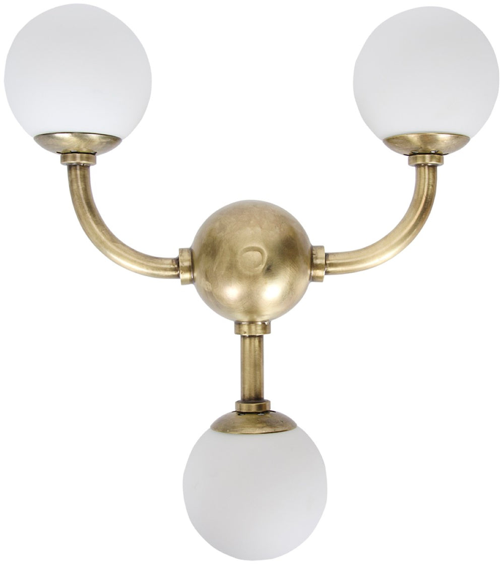 Noir Bari 3-Bulb Sconce - Handcrafted Antique Brass Wall Light for Vintage Charm & Modern Elegance LAMP567MB