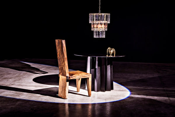 Noir Bruna Chandelier: Small Vintage-Inspired Fixture with Antique Brass Finish & Glass Paillettes Sparkle LAMP570MB-S