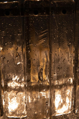 Noir Bruna Chandelier: Small Vintage-Inspired Fixture with Antique Brass Finish & Glass Paillettes Sparkle LAMP570MB-S