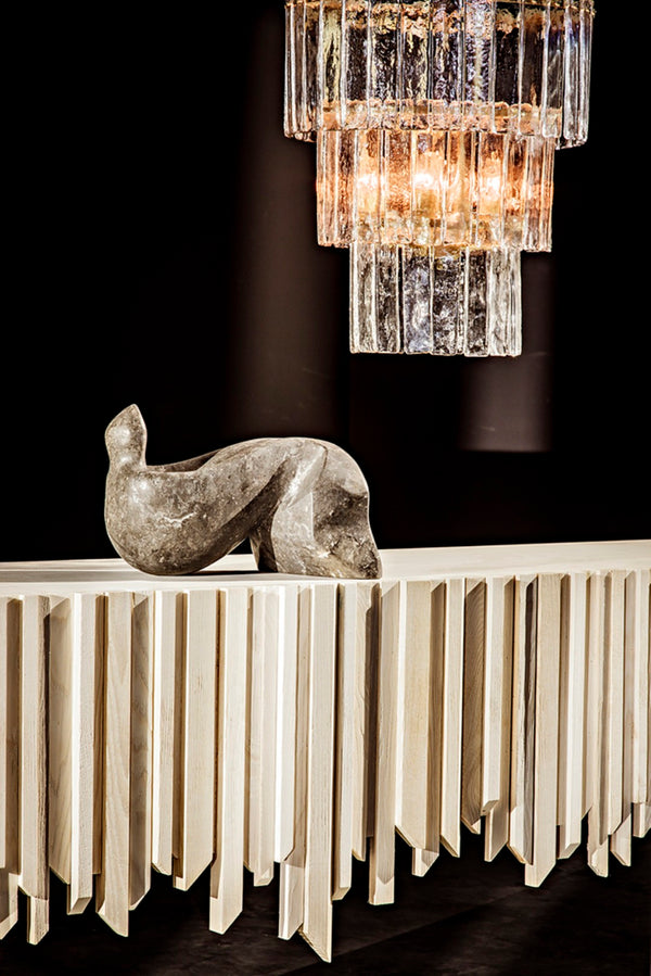 Noir Bruna Chandelier: Small Vintage-Inspired Fixture with Antique Brass Finish & Glass Paillettes Sparkle LAMP570MB-S