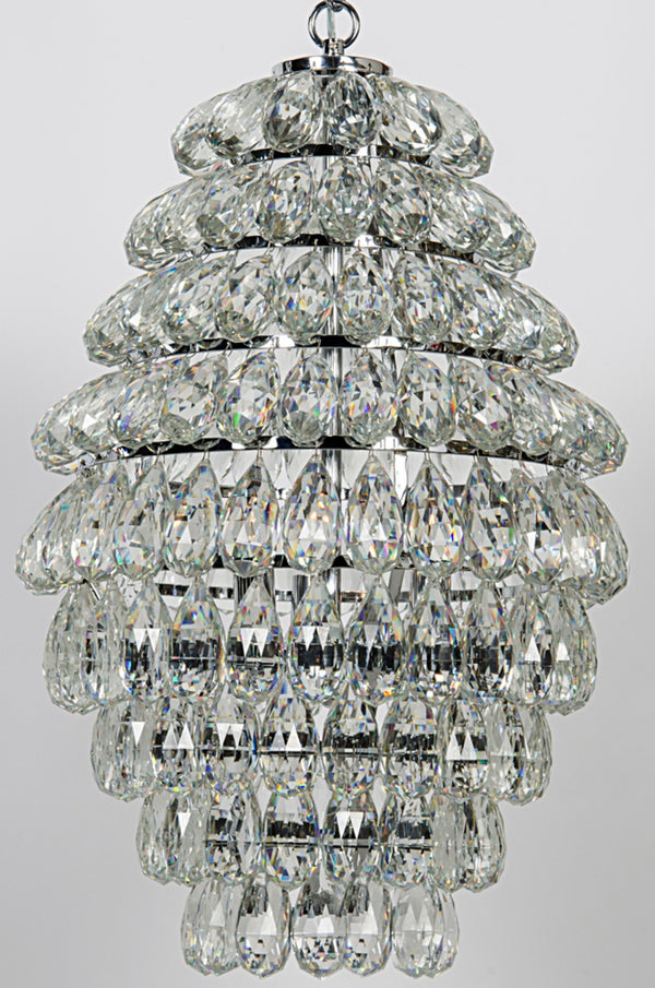 Noir Illumination Chandelier - Modern Chrome & Glass Centerpiece with Cascading Crystal Elegance LAMP582CR