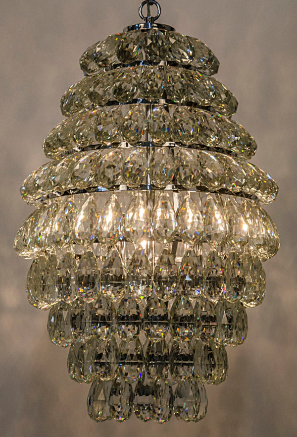 Noir Illumination Chandelier - Modern Chrome & Glass Centerpiece with Cascading Crystal Elegance LAMP582CR