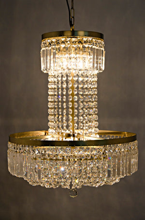 Noir St. Petersburg Chandelier – Elegant Antique Brass and Crystal 8-Bulb Art Deco Centerpiece Lighting LAMP597MB