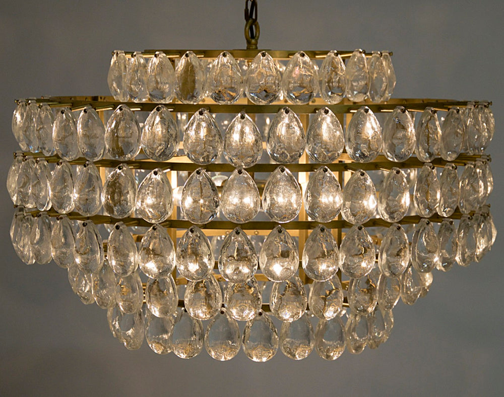 Noir Linden Chandelier - Art Deco Antique Brass & Black Iron with Faceted Crystals for Dramatic Elegance LAMP599MB