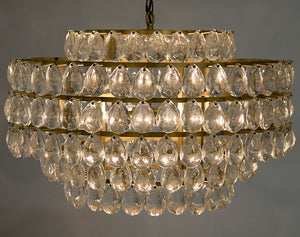 Noir Linden Chandelier - Art Deco Antique Brass & Black Iron with Faceted Crystals for Dramatic Elegance LAMP599MB