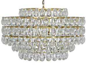 Noir Linden Chandelier - Art Deco Antique Brass & Black Iron with Faceted Crystals for Dramatic Elegance LAMP599MB