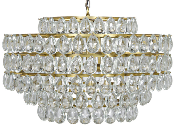 Noir Linden Chandelier - Art Deco Antique Brass & Black Iron with Faceted Crystals for Dramatic Elegance LAMP599MB