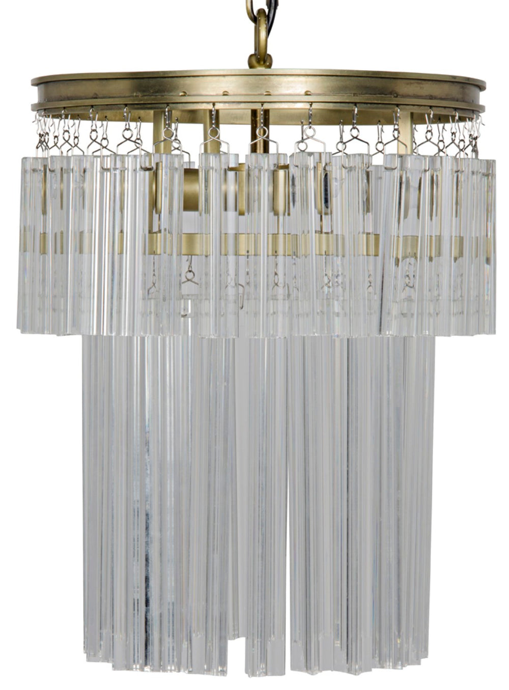 Noir Toby Chandelier - Antique Brass & Hand-Placed Crystal, Elegant Waterfall Design for Modern Spaces LAMP602MB