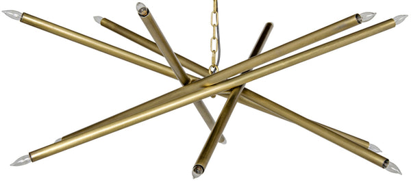Noir Ikram Chandelier - Sculptural Metal Design with Antique Brass Finish for Stylish Ambient Lighting LAMP609MB