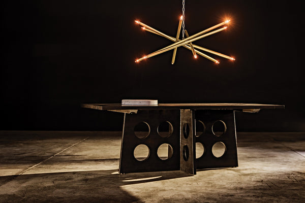 Noir Ikram Chandelier - Sculptural Metal Design with Antique Brass Finish for Stylish Ambient Lighting LAMP609MB