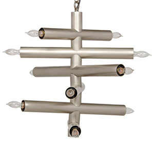 Noir Alex Chandelier - Handcrafted Metal Elegance with Antique Silver Finish for Modern Spaces & Dining Rooms LAMP627ASV
