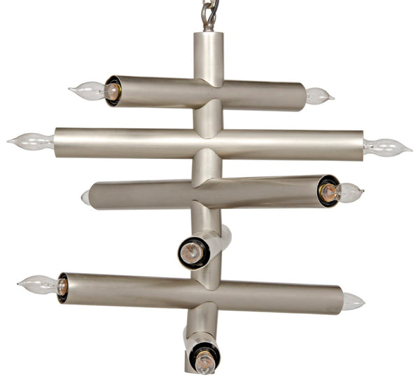 Noir Alex Chandelier - Handcrafted Metal Elegance with Antique Silver Finish for Modern Spaces & Dining Rooms LAMP627ASV