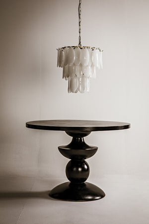 Noir Lotus Chandelier: Artisan Glass Petals & Antique Brass Frame for Elegant Home Lighting Décor LAMP650MB