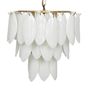 Noir Lotus Chandelier: Artisan Glass Petals & Antique Brass Frame for Elegant Home Lighting Décor LAMP650MB
