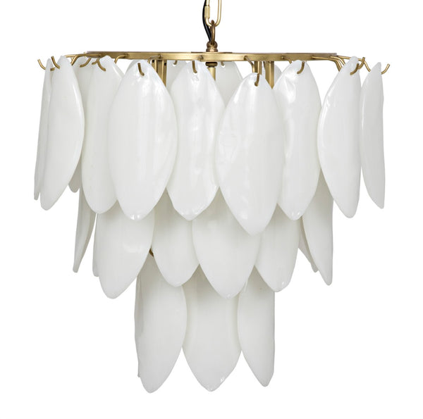 Noir Lotus Chandelier: Artisan Glass Petals & Antique Brass Frame for Elegant Home Lighting Décor LAMP650MB