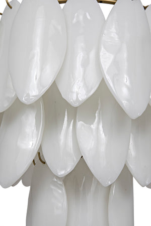 Noir Lotus Chandelier: Artisan Glass Petals & Antique Brass Frame for Elegant Home Lighting Décor LAMP650MB