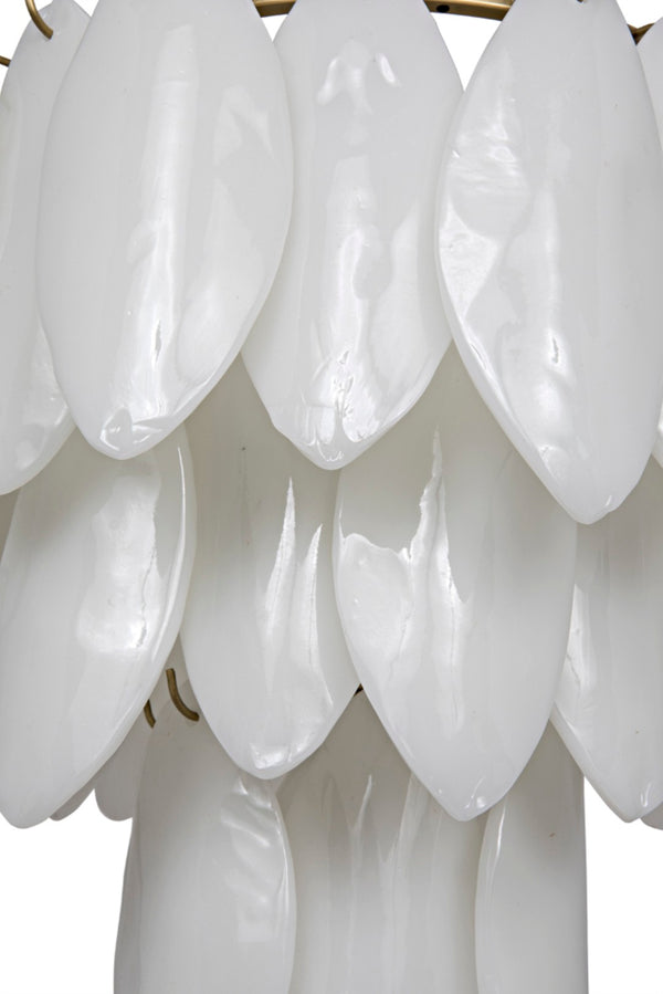 Noir Lotus Chandelier: Artisan Glass Petals & Antique Brass Frame for Elegant Home Lighting Décor LAMP650MB