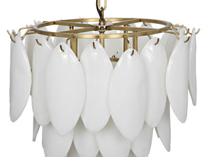 Noir Lotus Chandelier: Artisan Glass Petals & Antique Brass Frame for Elegant Home Lighting Décor LAMP650MB