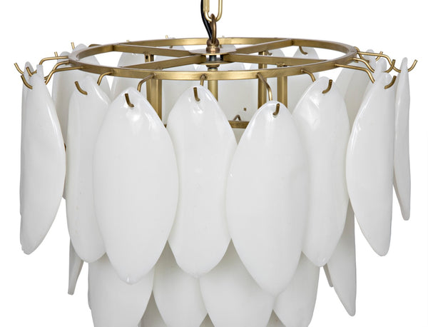Noir Lotus Chandelier: Artisan Glass Petals & Antique Brass Frame for Elegant Home Lighting Décor LAMP650MB