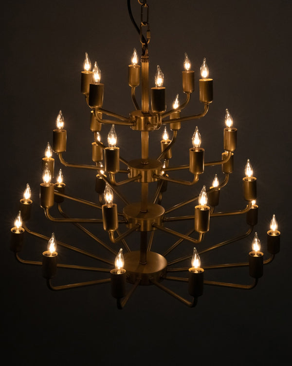 Noir Montoro Chandelier, Elegant Antique Brass Light Fixture for Dining Rooms & Living Spaces, 4 Bulbs LAMP657MB