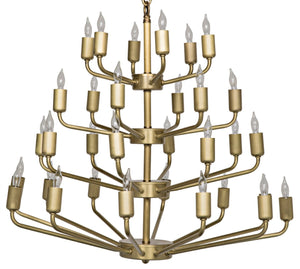 Noir Montoro Chandelier, Elegant Antique Brass Light Fixture for Dining Rooms & Living Spaces, 4 Bulbs LAMP657MB