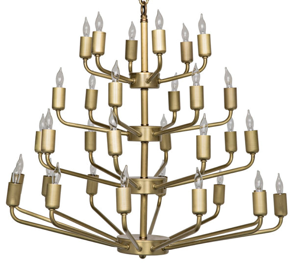 Noir Montoro Chandelier, Elegant Antique Brass Light Fixture for Dining Rooms & Living Spaces, 4 Bulbs LAMP657MB