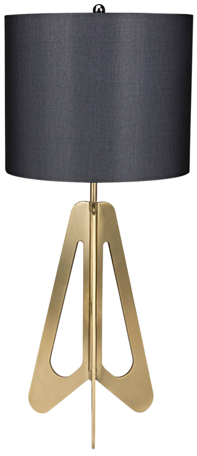 Noir Candis Table Lamp with Antique Brass Base & Soft Neutral Shade - Modern Industrial Accent Light LAMP667MBSH