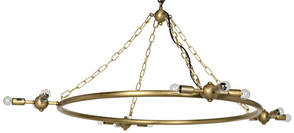 Noir Sasha Chandelier - Modern Industrial Pendant Light in Antique Brass for Dining Rooms & Foyers LAMP672MB