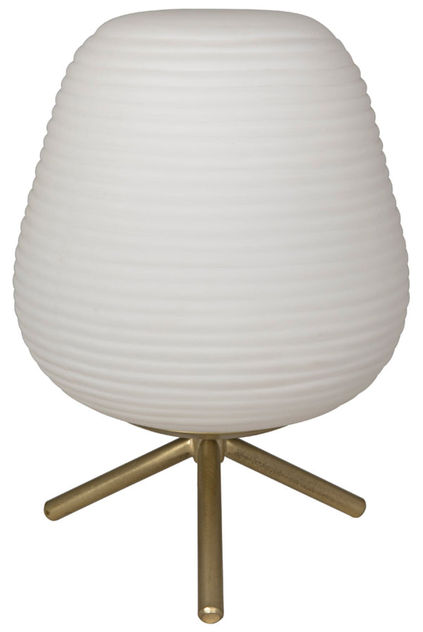 Noir Foka Table Lamp - Antique Brass Finish with Frosted Glass Shade for Elegant Ambient Lighting LAMP676MB