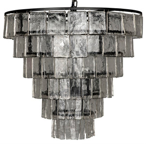 Noir Carnegie Chandelier - Bold Black Iron Frame with Cascading Glass Paillettes for Elegant Illumination Large LAMP684L