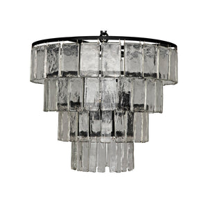 Noir Carnegie Chandelier - Bold Black Iron Frame with Cascading Glass Paillettes for Elegant Illumination Medium LAMP684M