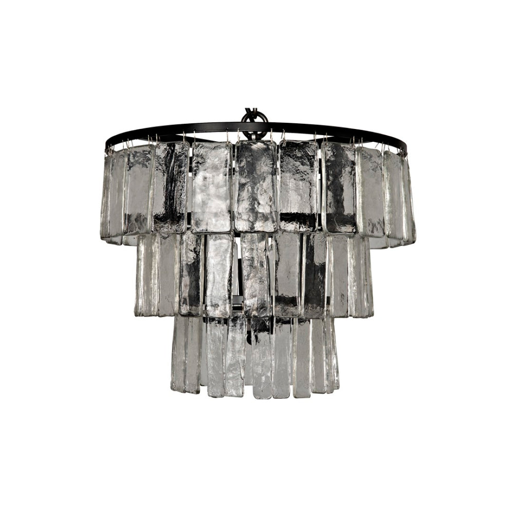Noir Carnegie Chandelier - Bold Black Iron Frame with Cascading Glass Paillettes for Elegant Illumination Small LAMP684S