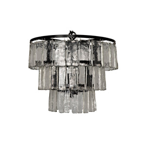Noir Carnegie Chandelier - Bold Black Iron Frame with Cascading Glass Paillettes for Elegant Illumination Small LAMP684S