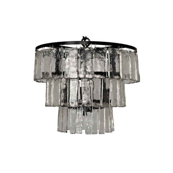 Noir Carnegie Chandelier - Bold Black Iron Frame with Cascading Glass Paillettes for Elegant Illumination Small LAMP684S