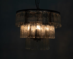 Noir Carnegie Chandelier - Bold Black Iron Frame with Cascading Glass Paillettes for Elegant Illumination Small LAMP684S