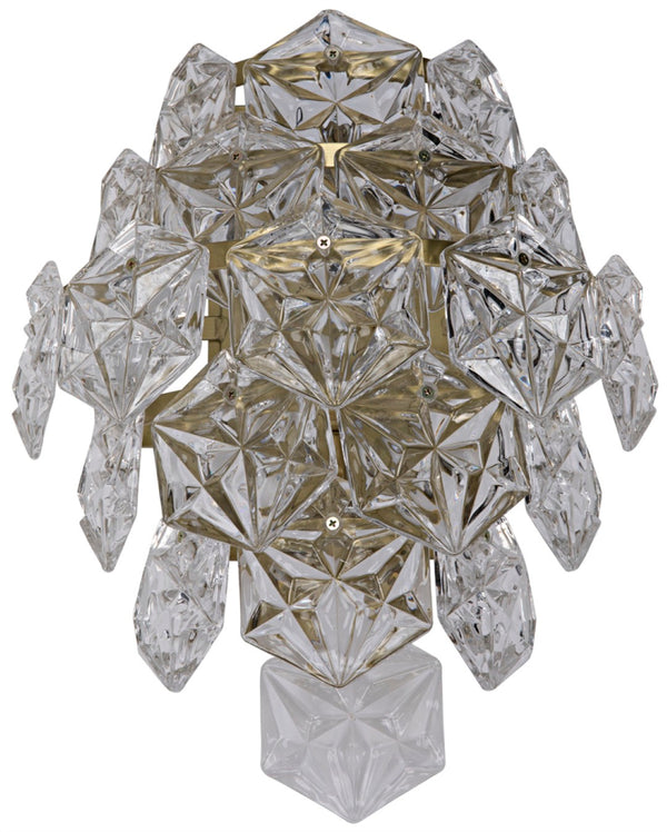 Noir Neive Sconce - Antique Brass Modern Crystal Design with Glass Accents for Elegant Home Lighting LAMP694MB