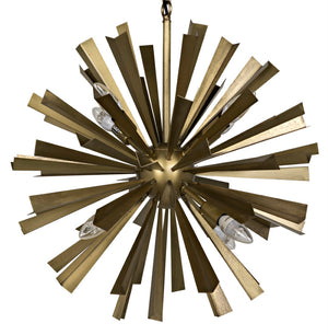 Noir Bero Chandelier - Striking Mid-Century Starburst Design in Antique Brass for Stunning Ambiance LAMP696MB