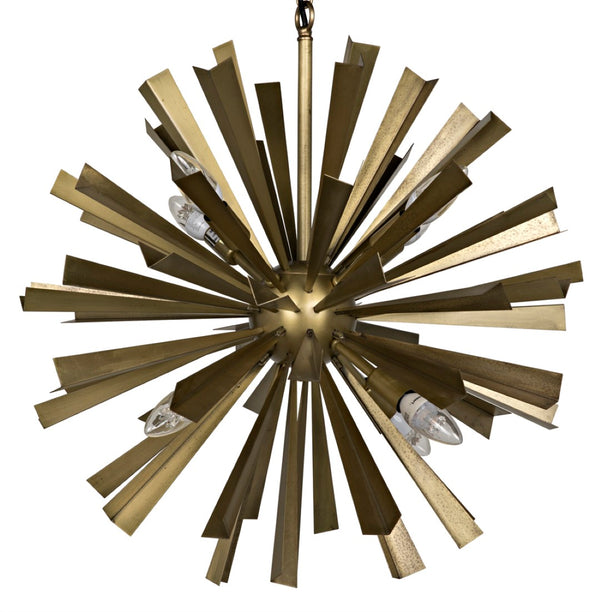 Noir Bero Chandelier - Striking Mid-Century Starburst Design in Antique Brass for Stunning Ambiance LAMP696MB