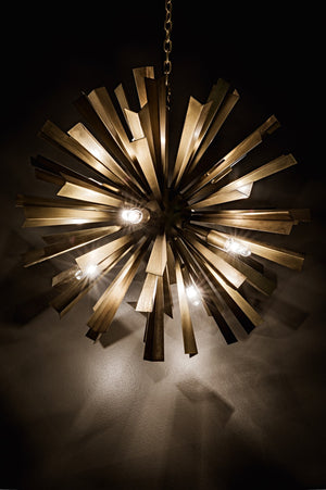 Noir Bero Chandelier - Striking Mid-Century Starburst Design in Antique Brass for Stunning Ambiance LAMP696MB