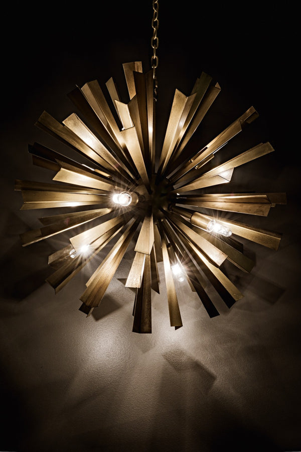 Noir Bero Chandelier - Striking Mid-Century Starburst Design in Antique Brass for Stunning Ambiance LAMP696MB