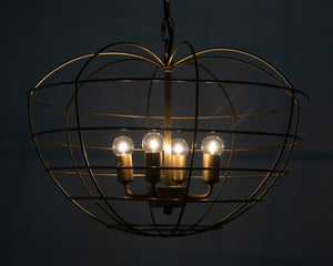 Noir Mo Pendant Light - Vintage-Inspired Apple-Shaped Metal Cage in Antique Brass Finish for Modern Spaces LAMP702MB