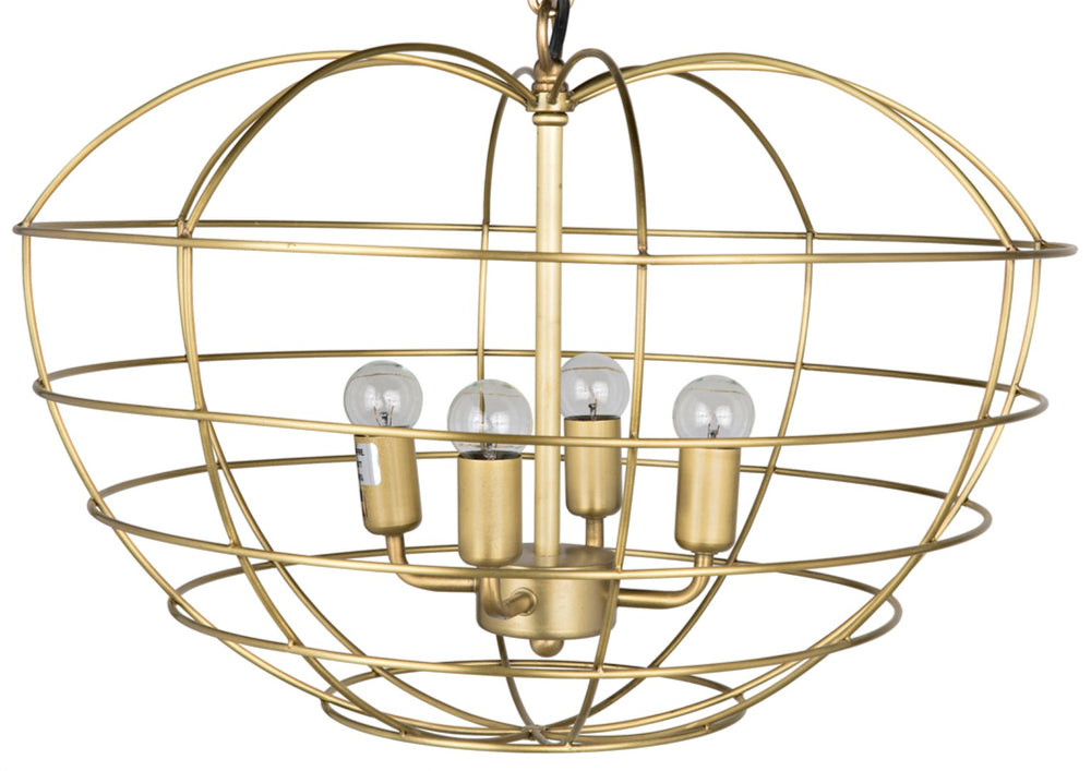 Noir Mo Pendant Light - Vintage-Inspired Apple-Shaped Metal Cage in Antique Brass Finish for Modern Spaces LAMP702MB