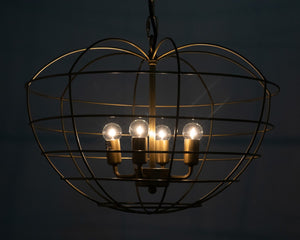 Noir Mo Pendant Light - Vintage-Inspired Apple-Shaped Metal Cage in Antique Brass Finish for Modern Spaces LAMP702MB