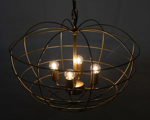 Noir Mo Pendant Light - Vintage-Inspired Apple-Shaped Metal Cage in Antique Brass Finish for Modern Spaces LAMP702MB