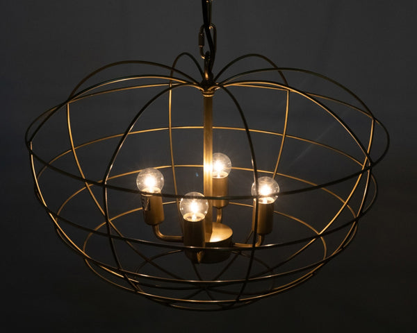 Noir Mo Pendant Light - Vintage-Inspired Apple-Shaped Metal Cage in Antique Brass Finish for Modern Spaces LAMP702MB