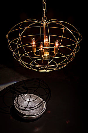 Noir Mo Pendant Light - Vintage-Inspired Apple-Shaped Metal Cage in Antique Brass Finish for Modern Spaces LAMP702MB
