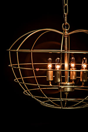 Noir Mo Pendant Light - Vintage-Inspired Apple-Shaped Metal Cage in Antique Brass Finish for Modern Spaces LAMP702MB